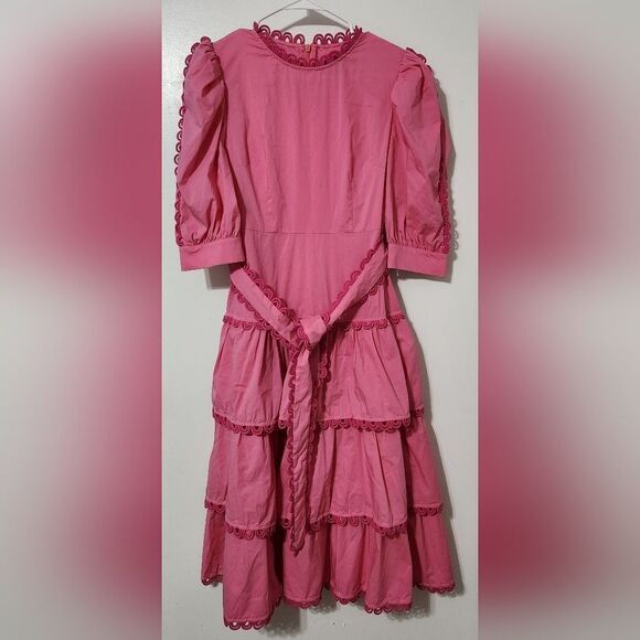 Celia B Azucena Dress Cotton Pink Sundress Flowy Size Small Belted - Picture 10 of 12